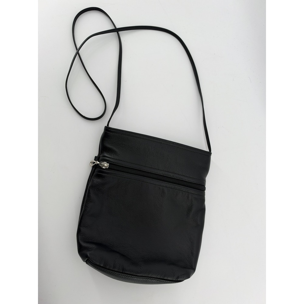 SAS San Antonio Shoemakers Black Leather Crossbody Bag USA Made Minimalist Purse